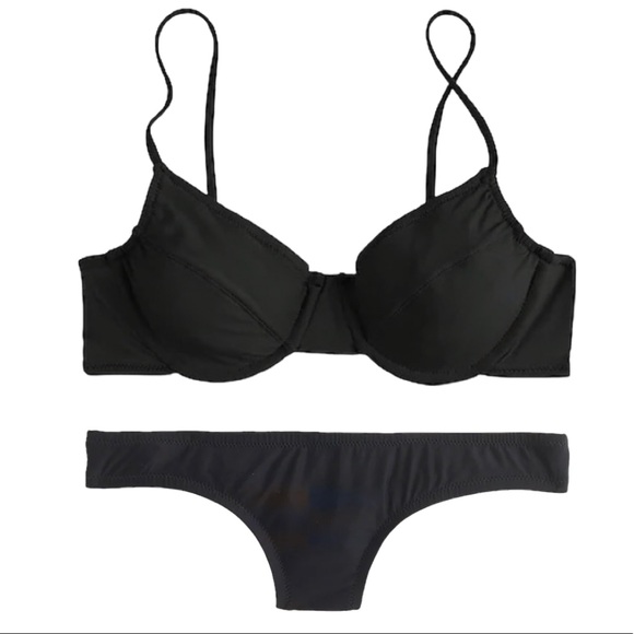 J. Crew 1993 Underwire Surf Hipster Bikini in Black 36A Large NWT
